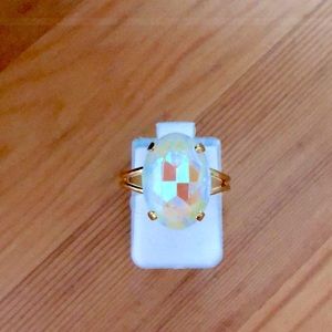 White AB Crystal Oval Ring